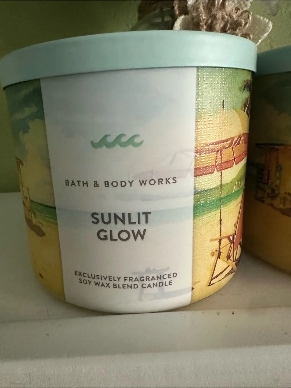 Bath & Body Works Sunlit Glow Candle X 2 with Mint Green Lid